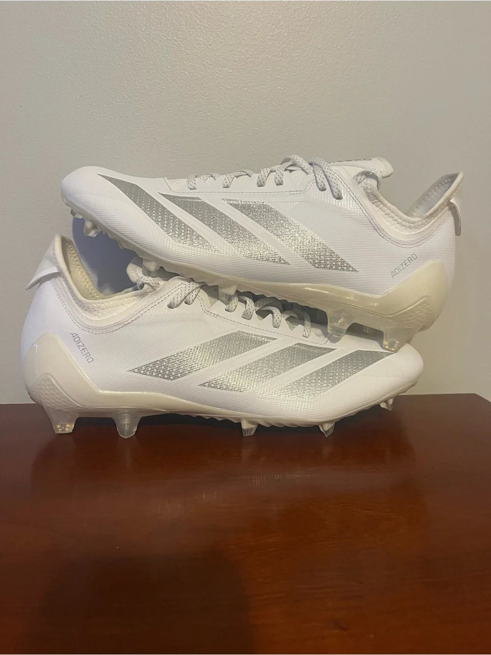adidas White & Silver Adizero Men’s Football Cleats